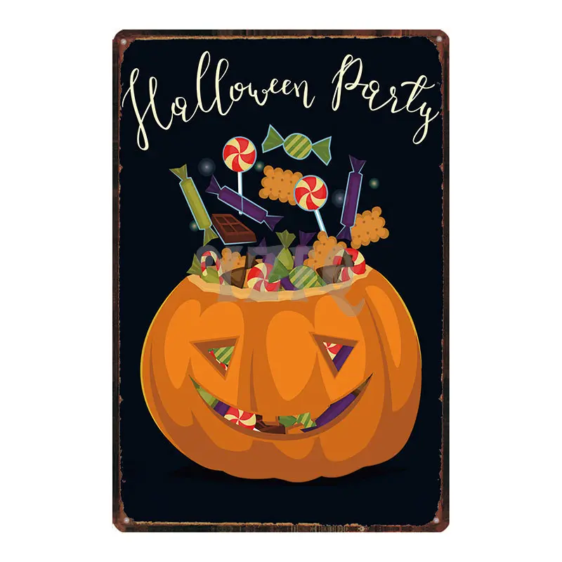 

Happy Halloween Tin Signs Metal Plate Wall Bar Art Party Decorations For Home Vintage Iron Poster Cuadros DU-3148A