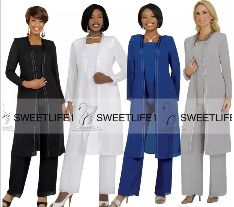 2018 Chiffon Plus Size Moeder Pak Met Lange Mouwen Jas Broek Moeder Van Bride Party Gowns prom Dress 2018 Chiffon Plus Size Moeder Pak Met Lange Mouwen Jas Broek Moeder Van Bride Party Gowns prom Dress