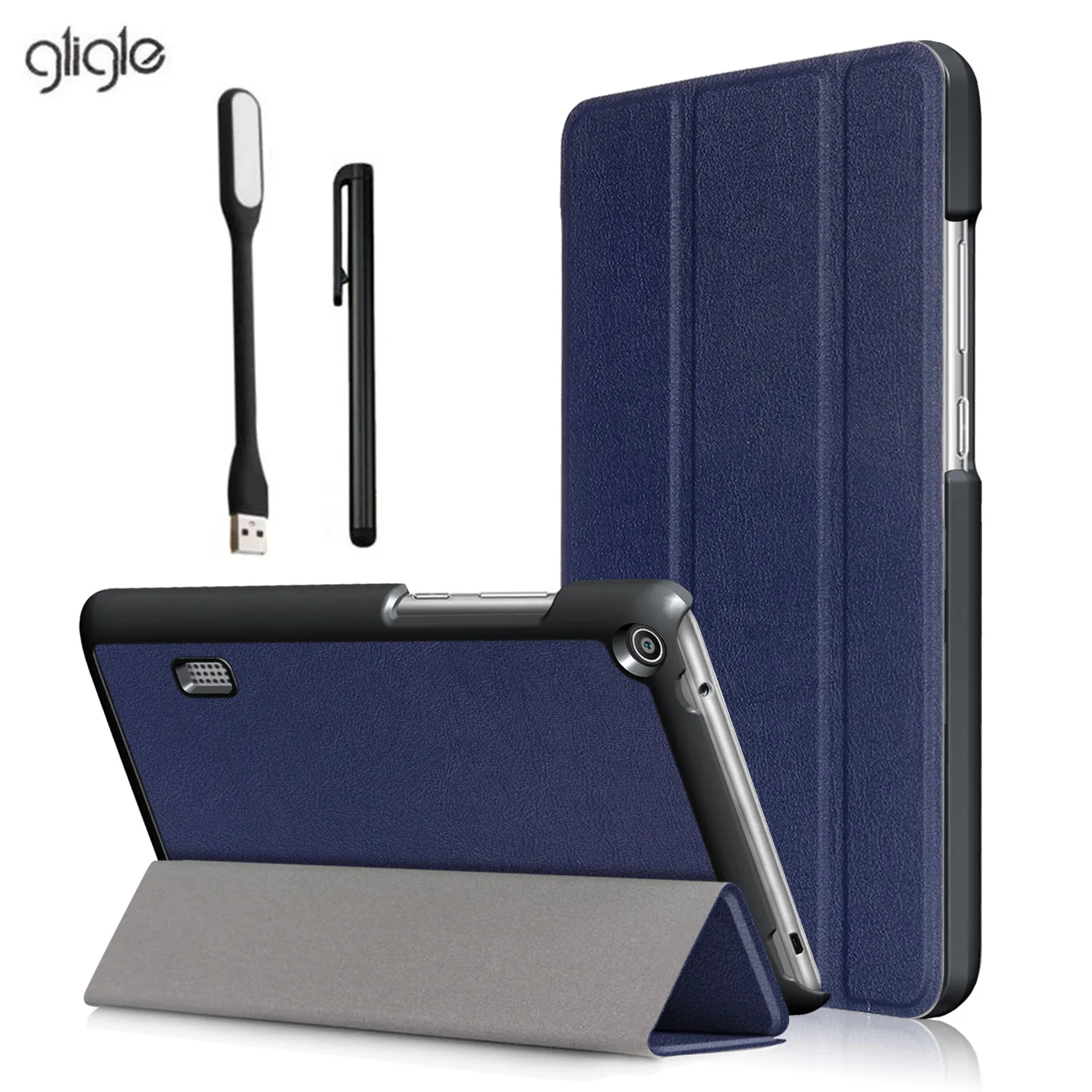 Gligle Магнитный кожаный чехол для Huawei MediaPad T3 7 0 Wifi BG2-W09 + светодиодная лампа