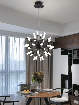 

Black Modern LED Chandeliers Acylic Creative Lighting Hanging Fixtures For Dining Living Room Designer Deco Lamps 57W 102W 144W