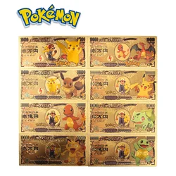 Carte commémorative Pokémon, feuille d'or, billet de banque, dessin animé, Dragon de feu, tortue, Collection Pikachu, jouet classique 