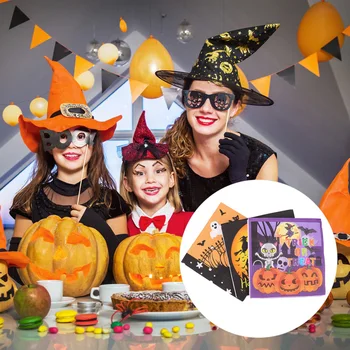 

60pcs Halloween Disposable Napkins Tissue Printed Napkin Halloween Supplies