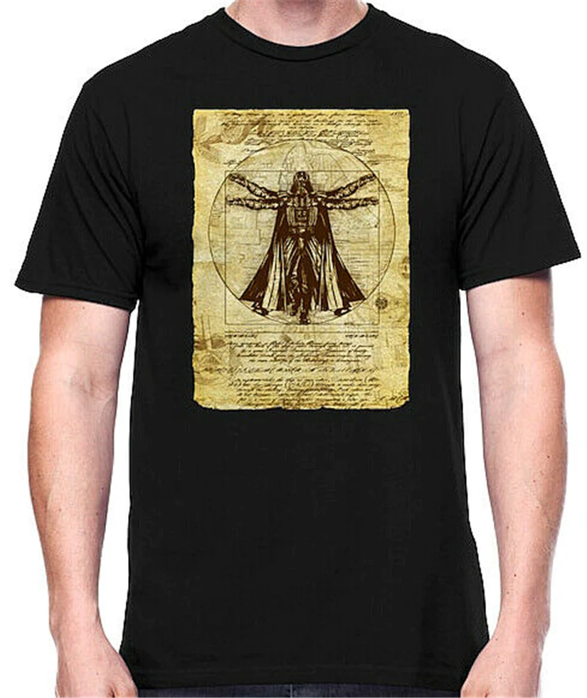 Star Wars Vitruvian Darth Vader Old Art Black Men'S T-Shirt New Slogans Customized Tee Shirt |