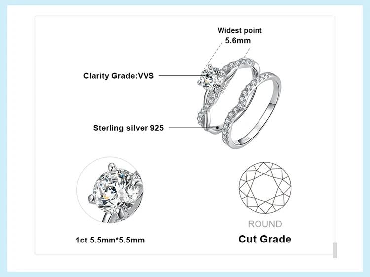 JewelryPalace Бесконечность 1.4ct Cubic Zirconia Wedding Band Solitaire Обручение кольцо свадебный 925 серебро