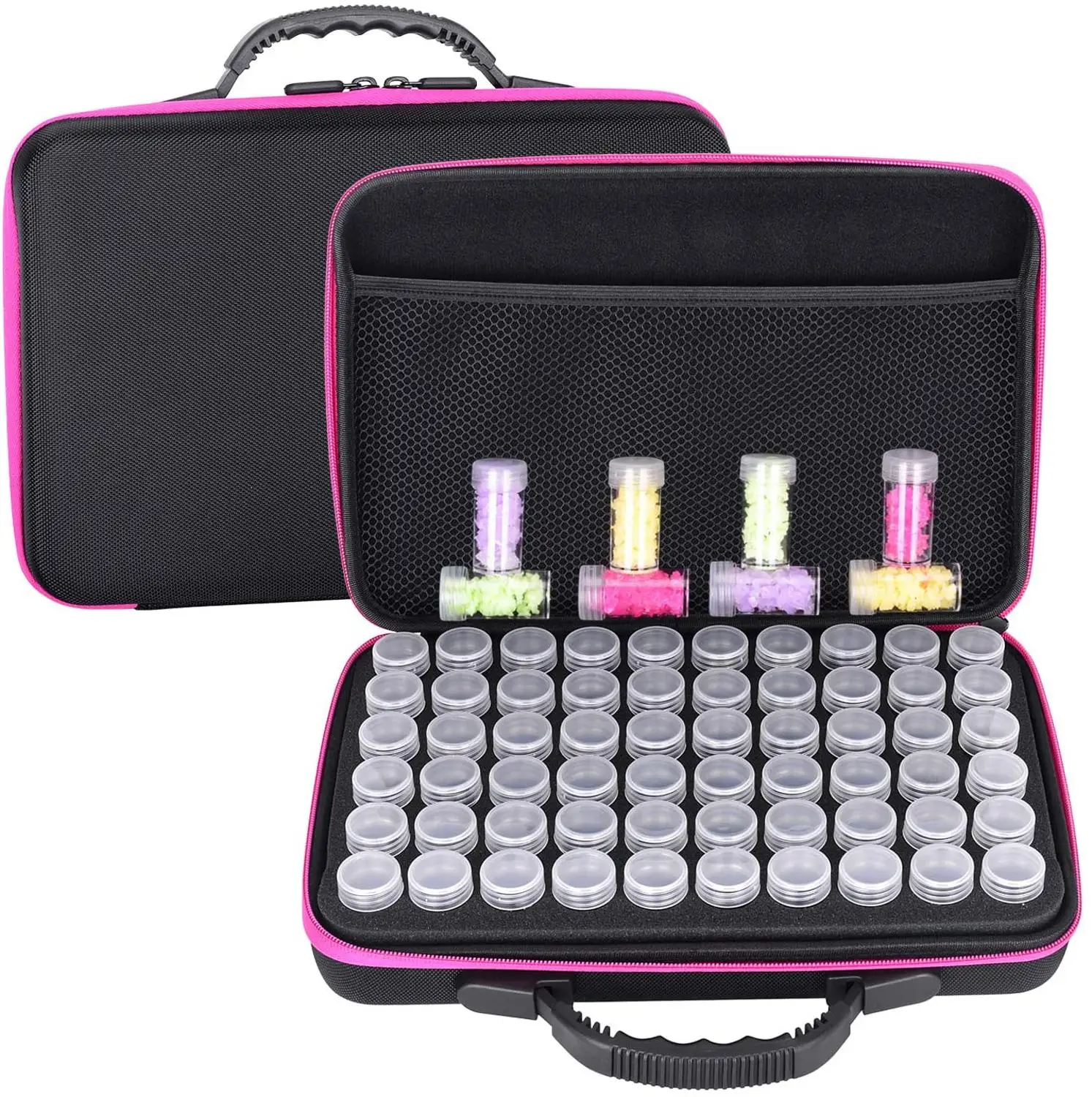 

60 Bottles Diamond Painting Box Tool Container Storage Box Carry Case Holder Hand Bag Zipper 60 Bottles