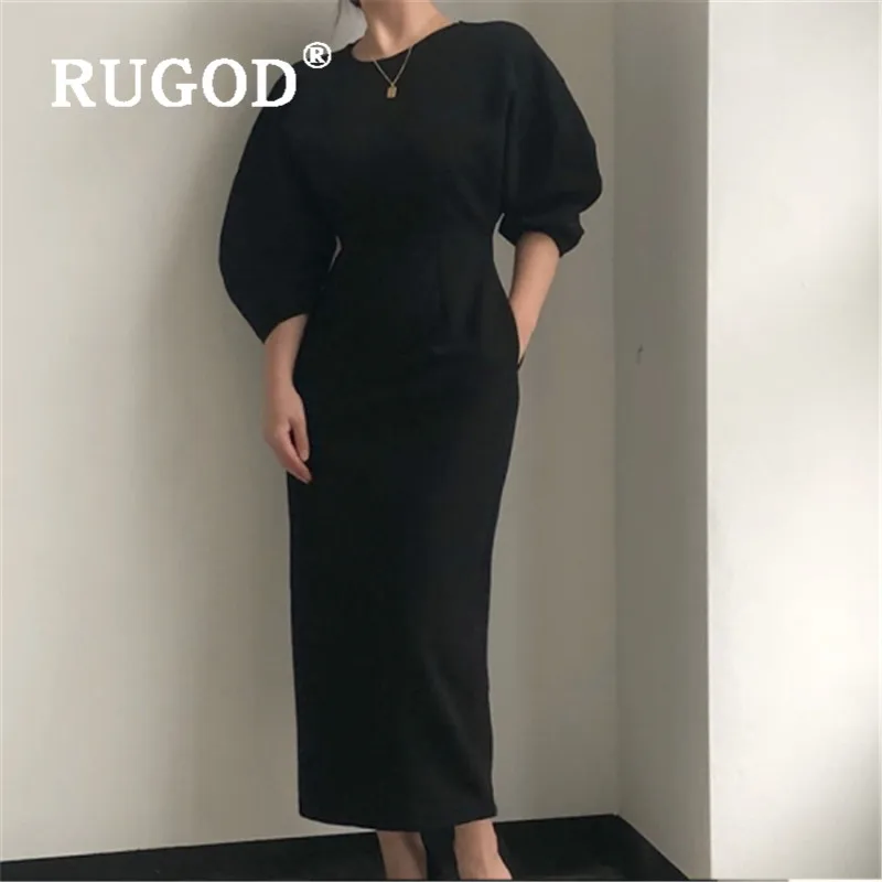 RUGOD New French Style Hip Wrapped Long Dress Women Collect Waist Tight Slim Fit Party Dresses Ladies