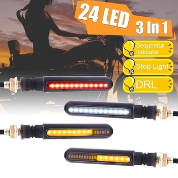 

4pcs 24 LED Motorcycle Bike Sequential Flowinig Turn Signal Indicator DRL Lamp Rear Stop Light