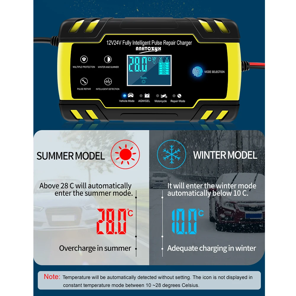 12 V/24 V 8A полный автоматический автомобильный Батарея Зарядное устройство Мощность импульсный ремонт Зарядное устройство s Влажная и сухая свинцово-кислотный Батарея-Зарядное устройство s цифровой ЖК-дисплей Дисплей