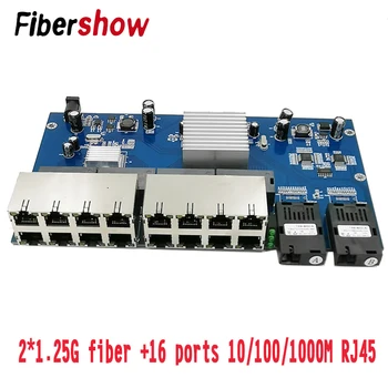 

Gigabit Ethernet switch Fiber Optical Media Converter Single Mode 16 RJ45 2 SC fiber Port 10/100/1000M 20 pieces