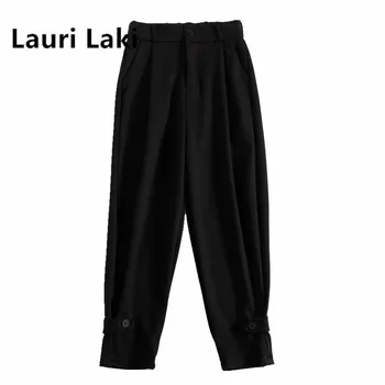 

Lauri Laki Vintage Office Lady Pants Women Elegant Woolen Warm Harem Trousers Mujer Winter 2020 High Waist Straight Pants