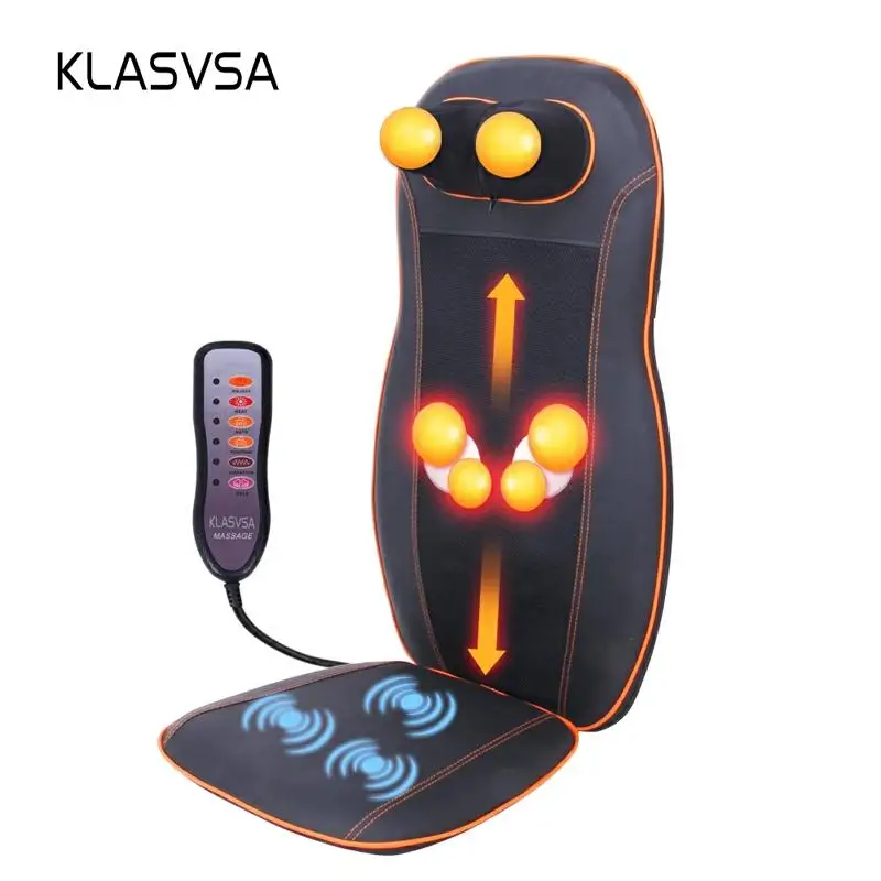 Tanie KLASVSA podgrzewany elektrycznie wibrator Bak masażer krzesło Shiatsu ugniatanie terapii samochód szyi lędźwiowej ulga w bólu poduszka Relax