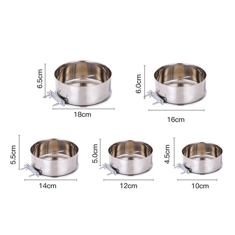 Stainless Steel Removable Cage Hanging Bowls with Bolt Holder for Dog Puppy Luck Dawn Cat Crate Bowl 