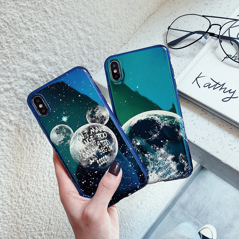 Синий свет мультфильм Микки земля телефонные чехлы для iphone 11Pro Max Xs MAX XR X 11 6 6s 7 8 plus Мягкий ТПУ задняя крышка Fundas shell
