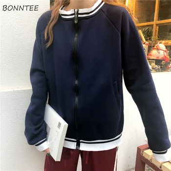 

Jackets Women Autumn Retro Zipper Casual Harajuku Ladies BF Fashion Jacket Student Simple Womens Coat All-match New Long Sleeve