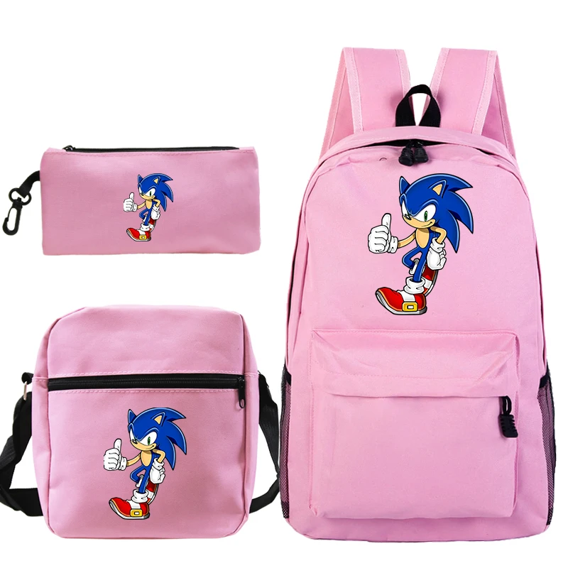 Mochila Sonic The рюкзак с ежом Men 3 шт./компл. аниме хип хоп Plecak Sac A Dos Femme Kpop Чехол Карандаш