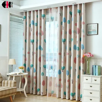 

Cartoon Cute Tree Plant Printing Curtains Cotton Polyester Kids Child Boys Girls Study Bedroom Drapes Blinds WP180C