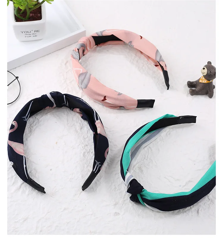 Korean-style Korean Style New Style Women's Smiley Online Celebrity Knot Hair Bands Versatile Fabric Sweet Contrast Color Hair A