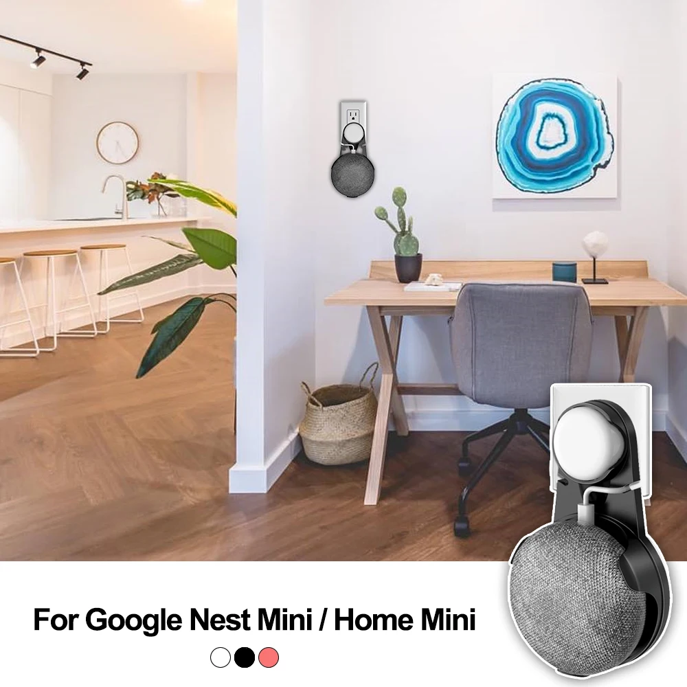 

2019 New Arrival For Google Nest Mini Outlet Wall Mount Holder Cord Bracket For Google Home Mini Voice Assistant Plug