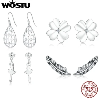 

WOSTU 925 Sterling Silver Hanging eardrop For Women Wedding eardrop Jewelry Accessory Authentic Original ear Gift