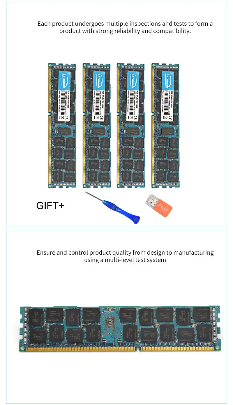 Latumab 8 Гб оперативной памяти, 16 Гб встроенной памяти, DDR3 1866 МГц PC3 14900 регистровая и ecc-память Серверная Память RAM память пк модуль памяти RAM 1 шт./2 шт./4 шт. высокое качество