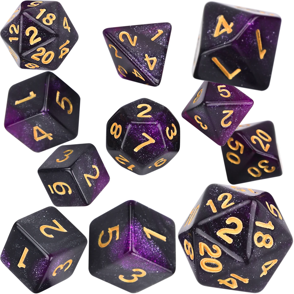 

11PCS Polyhedral Dice Set 2D20 D12 D% D10 D8 4D6 D4 for RPG DND 5e