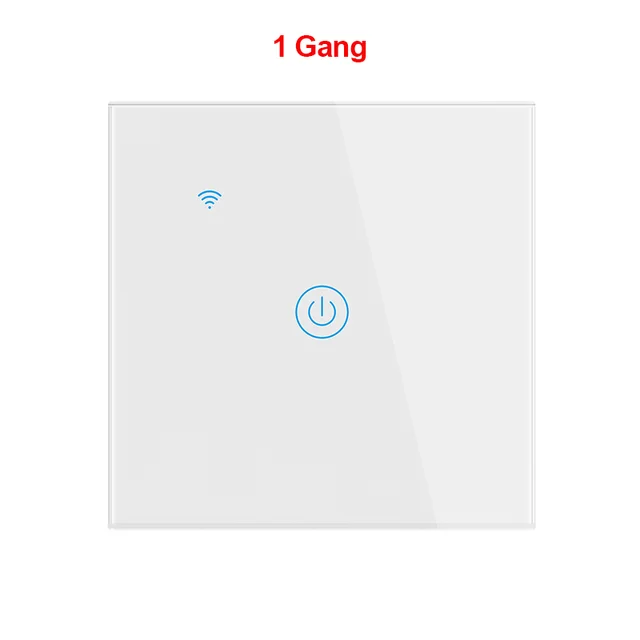 Tuya Smart Wifi Touch Light Switch EU 220V, No Neutral Wire Required Wall Switch 1/2/3/4 Gang, Compatible with Alexa Google Home White 1 Gang