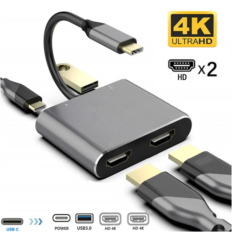 USB Tipe C Laptop Docking Station Dual 