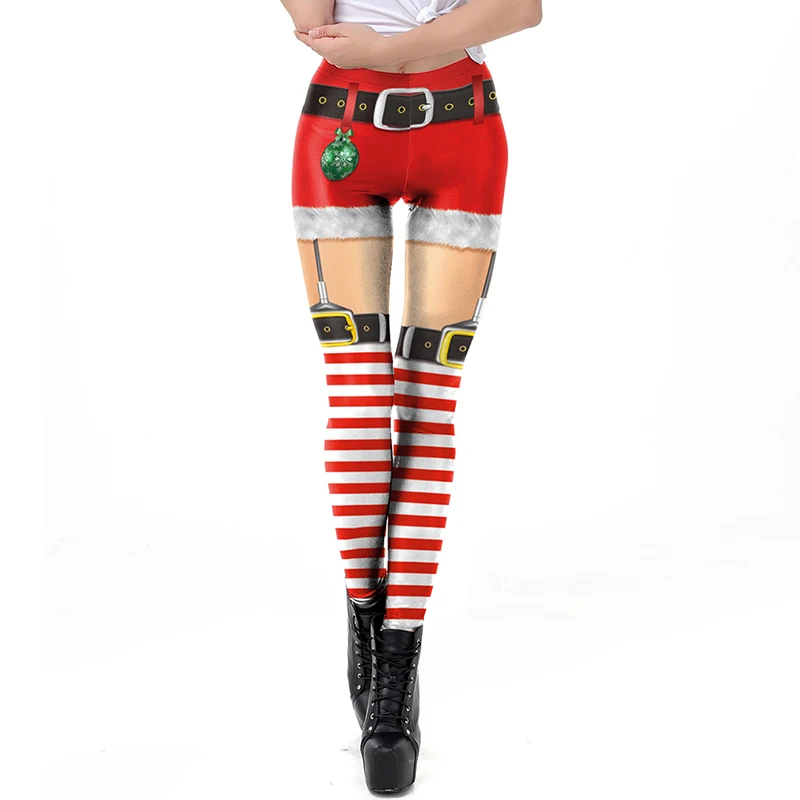 Забавные сексуальные эластичные рождественские обтягивающие леггинсы с принтом, женские леггинсы, модные рождественские леггинсы с 3D цифровой печатью - Цвет: SKDK090