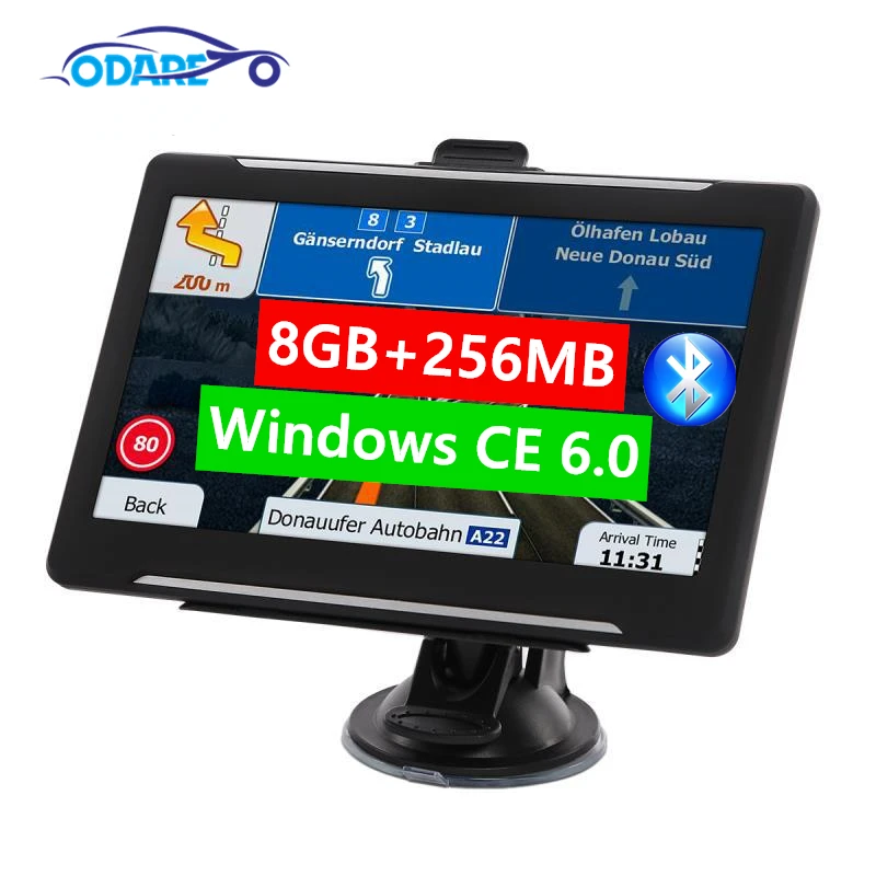 GPS навигатор для грузовика Odare Navitel 7 дюймов HD ЖК экран 256 Мб + 8 Гб FM Bluetooth AVIN Карта