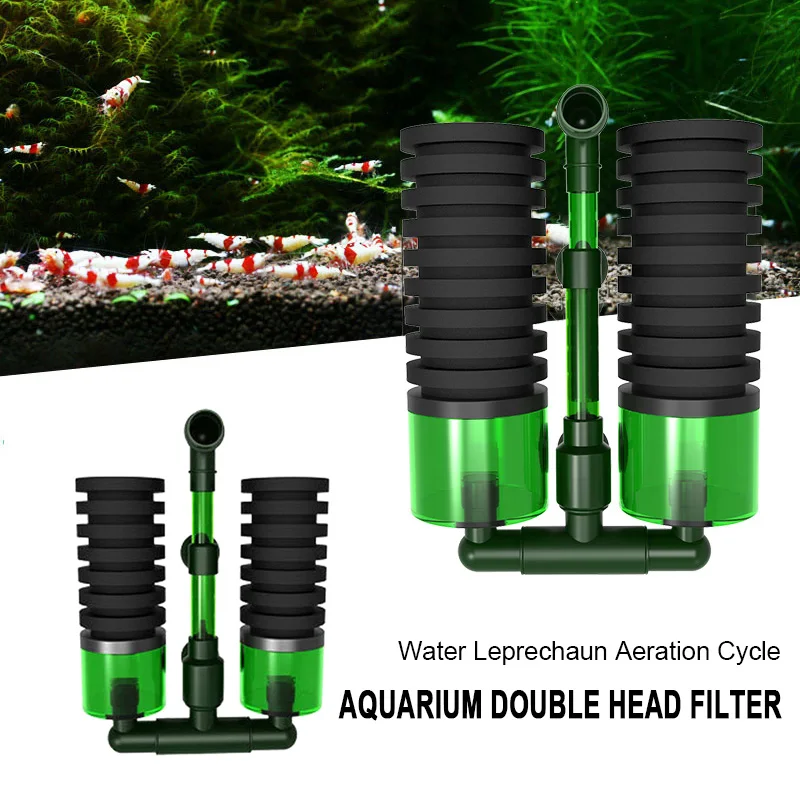 Practical Aquarium Sponge Filter Double Head Fish Tank Sponges Equipment Safe Foam Filter QS-100A QS-200A Absorb