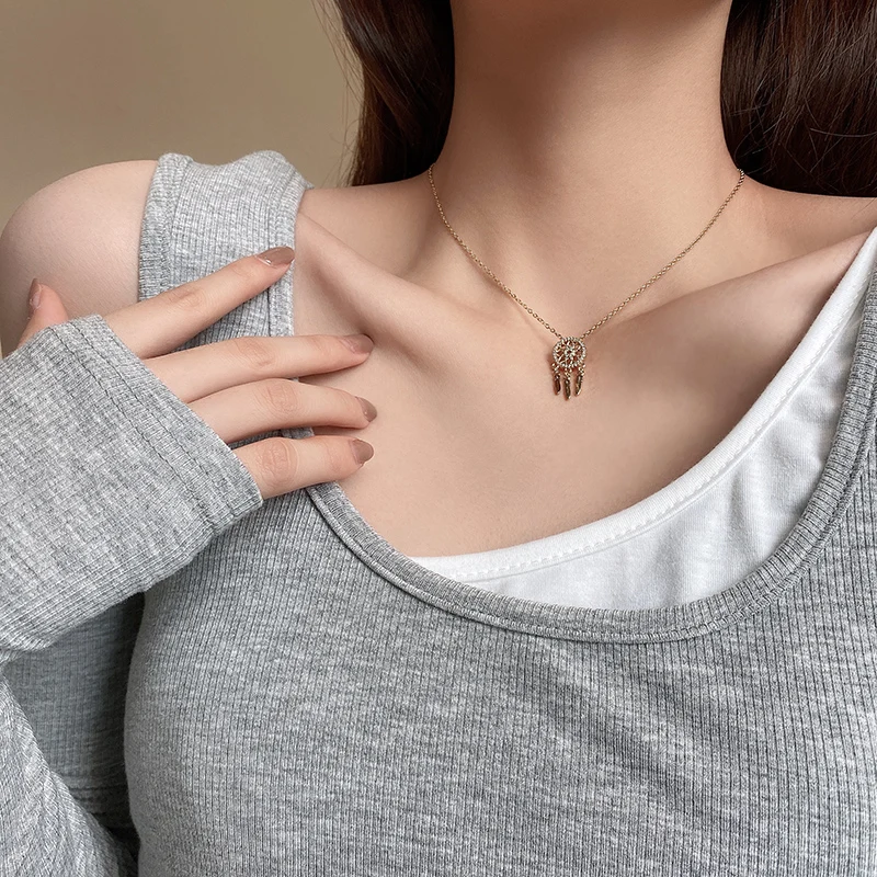 Fancy Hollow Dream Catcher Leaf Feather Shiny Crystals Drop Dangle Earrings For Women Party Jewelry Korean Hanging CZ Earrings