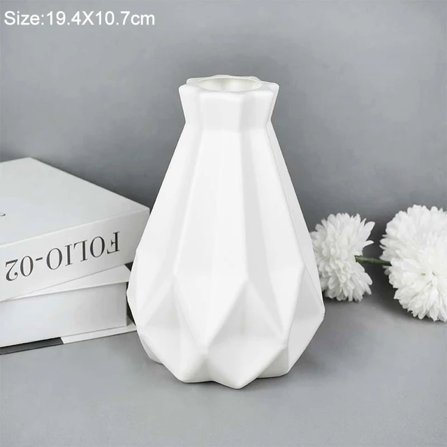 Modern Flower Vase White Pink Plastic Vase Flower Pot Basket Nordic Home Living Room Decoration Ornament Flower Arrangement D