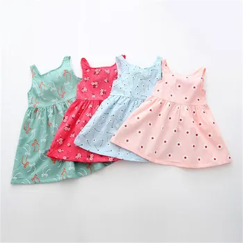 

Toddler Girls Princess Dress Kids Baby Party Wedding Sleeveless Dresses summer cotton new baby baby pajamas home service