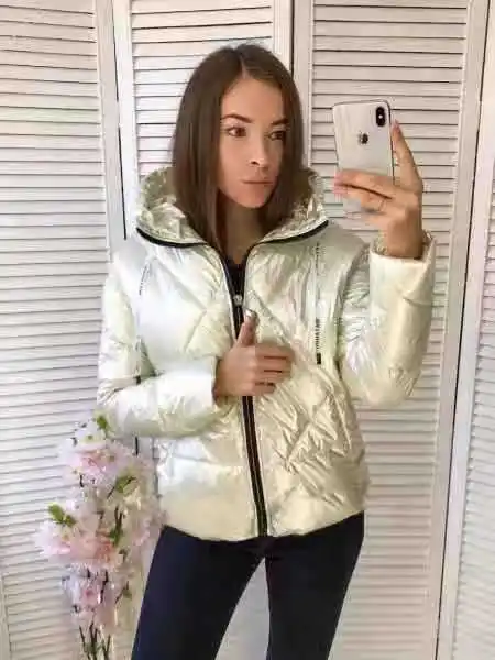 silver glossy jacket FORERUN/Блестящая зимняя куртка с капюшоном, женская теплая куртка с хлопковой подкладкой, тонкая однотонная пуховая парка, Женская куртка, парки Mujer - Цвет: silver glossy jacket