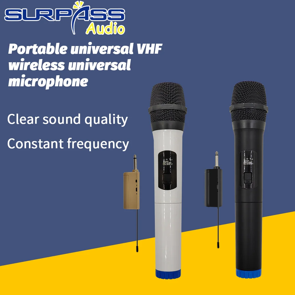 

Quality VHF Wireless Universal Microphone Recording Karaoke Mic Handheld Lithium Battery 35m Receiving Distance with Receiver