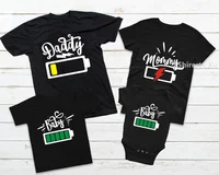Daddy Mommy Baby Matching Shirts Low Battery and Charged Battery Tees Funny Matching Family Shirts Daddy Mommy and Me Outfits 1