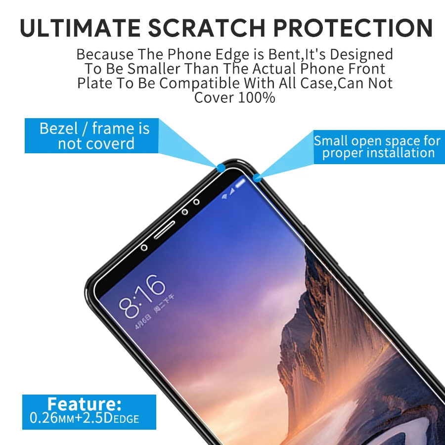 Защитная пленка для экрана Xiaomi mi Max 3 6 9 дюйма 2.5D 0 26 мм 9H Pre um из закаленного