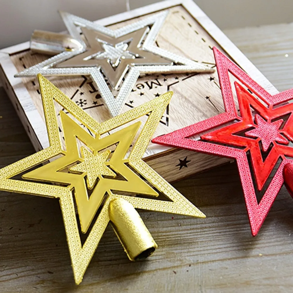 Опциональные украшения для рождественской елки Topstar, покрытые пластиком, ПВХ, пятиконечная звезда, для дома, вечерние, рождественские украшения, 3 размера