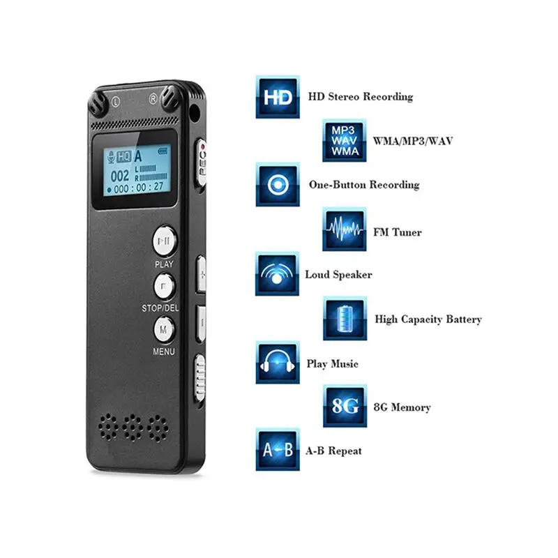 Профессиональный диктофон 8 ГБ USB цифровой аудиодиктофон WMA mp3-плеер | Электроника