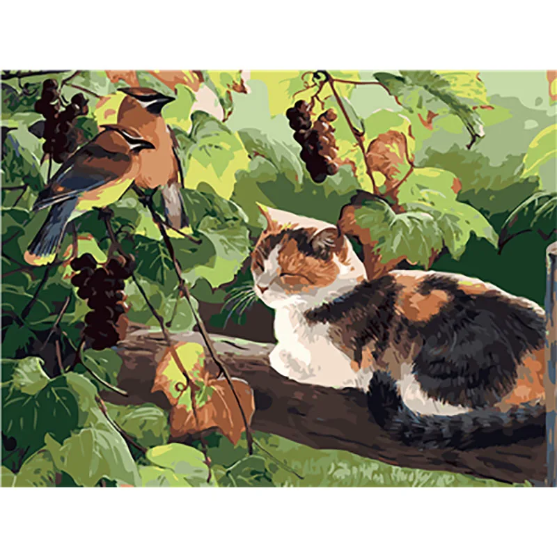 Кошка абстрактная картина в рамке номер пронумерованная масляная краска DIY Краска по номерам Раскраска по номерам красочные украшения для дома в виде животных