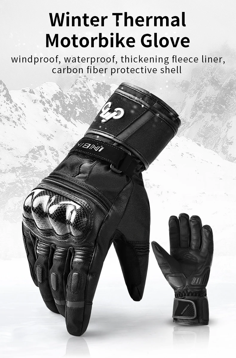 INBIKE Перчатки для мотоциклистов, зимние теплые перчатки, водонепроницаемые Перчатки для мотоциклистов, TPR Pad, мужские перчатки для велоспорта, гоночного мотоцикла, велосипедные перчатки