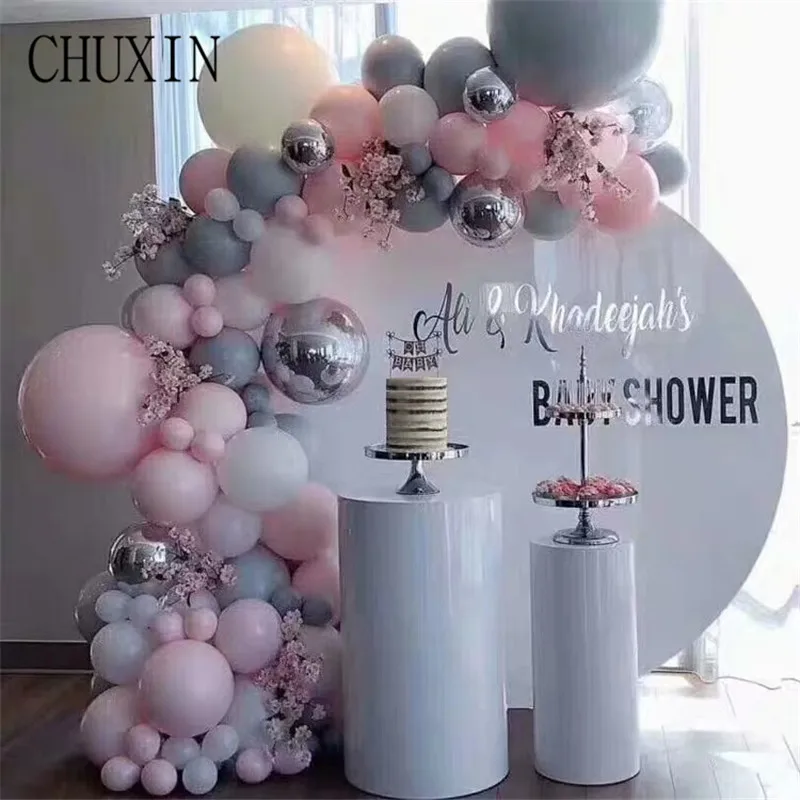 

wedding pre-function area dessert table layout wedding props wrought iron cylindrical cake table Artificial flower decoration