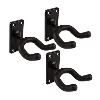 

SEWS-3 Pcs Guitar Wall Mount Guitar Hook Acoustic Electric Guitar Hook Bass Ukulele Black Hook Metal Bracket Hook