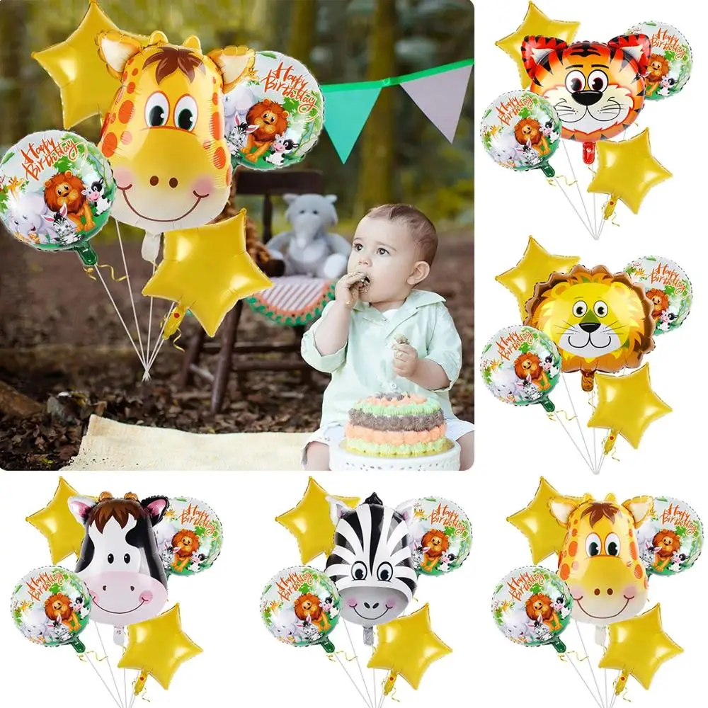 

QIFU Lion Tiger Animal Balloon Safari Party Ballon Birthday Party Decorations Kids Jungle Theme Birthday Baloon Babyshower