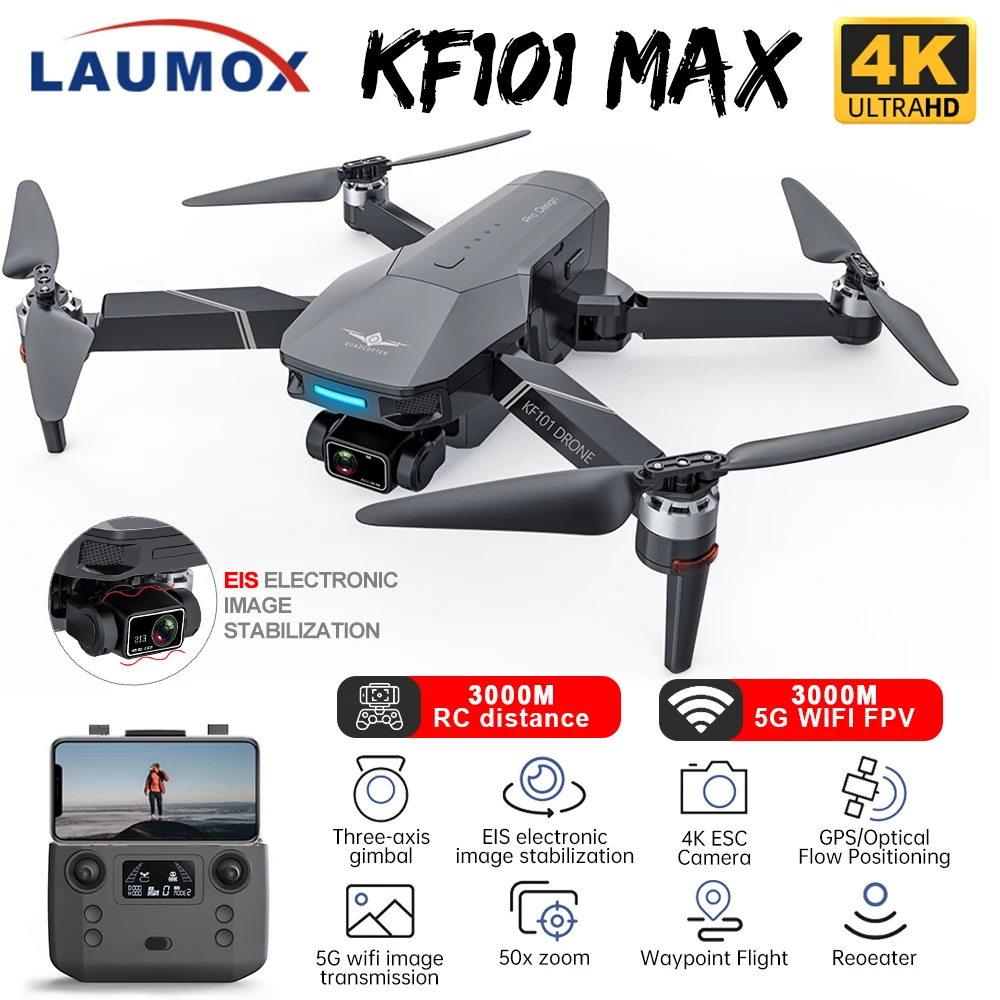LAUMOX KF101 MAX GPS Дрон 4K Профессиональная HD EIS камера Анти-тряска 3-осевой карданный 5G Wifi
