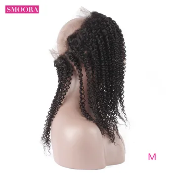 

Brazilian Kinky Curly 360 Lace Frontal Closure with Baby Hair 22x4x2 inches Pre-Colored Natural Black 360 Frontal 1Pc Non-remy