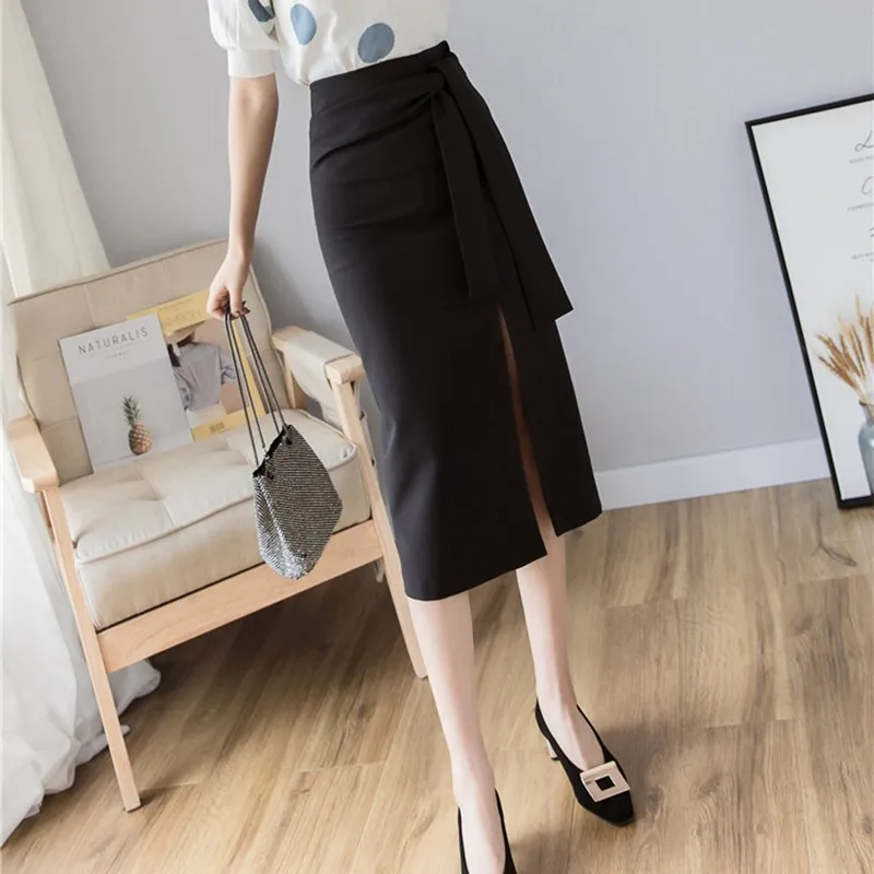 

Women's Bodycon Skirt Popular Elegant Temperament High Waist Slit Skirt Fashion Trend Solid Color All-match Skirt