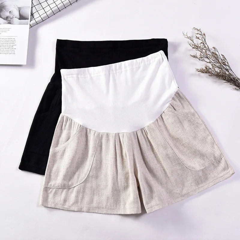 Maternity Pants Cotton Linen Pregnant Women Summer Shorts