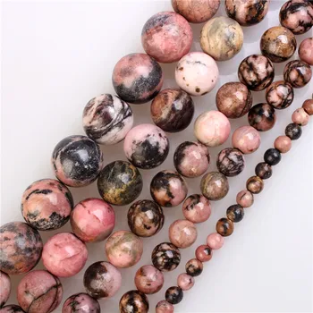 

Natural Stone Red Black Rhodonite smooth Round Loose Beads 15" Strand 6 8 10 12MM Pick Size For Jewelry Making