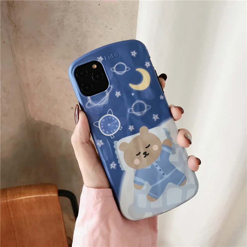 Мультяшный синий дуга милый медведь анти-осень чехол s для iphone 11 11Pro Max XR X XS Max 6S 7 8 Plus Мягкий чехол для телефона пары задняя крышка